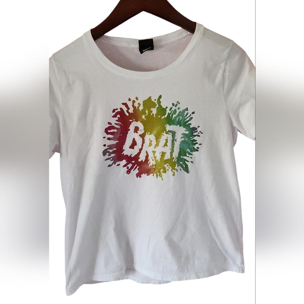 Vintage 1970s glitter tee, women's medium BRAT